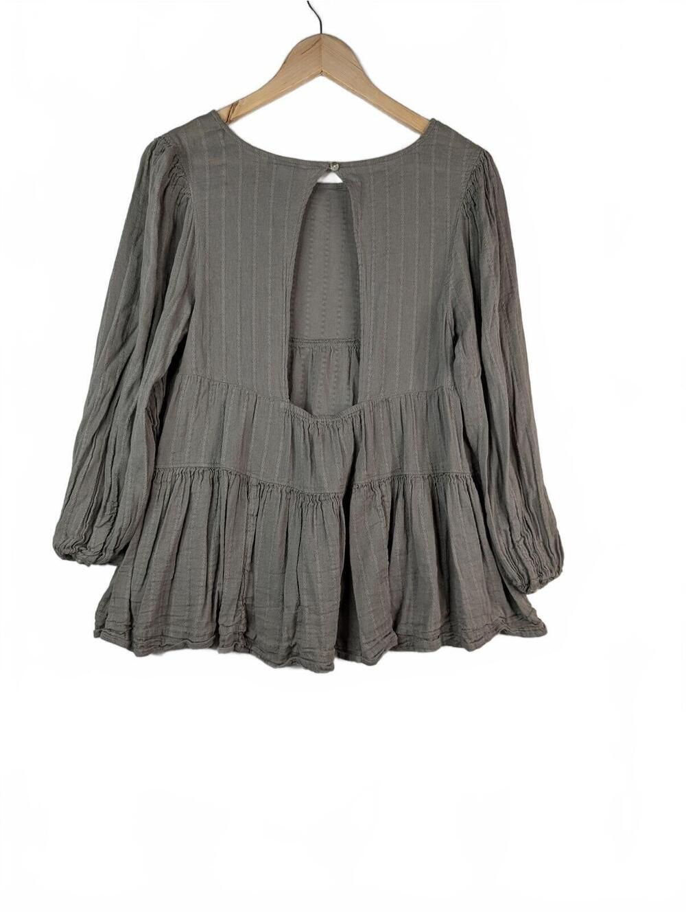 American Eagle Olive Green Tiered Babydoll Long Sleeve Top Size XS